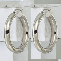 Sterling Silver Rhodium-plated 5mm Round Hoop Earrings view 2