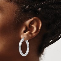 Sterling Silver Rhodium-plated 5mm Round Hoop Earrings view 3
