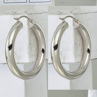 Sterling Silver Rhodium-plated 5mm Round Hoop Earrings view 4