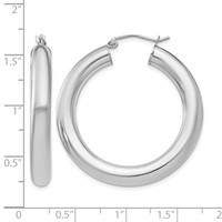 Sterling Silver Rhodium-plated 5mm Round Hoop Earrings view 5