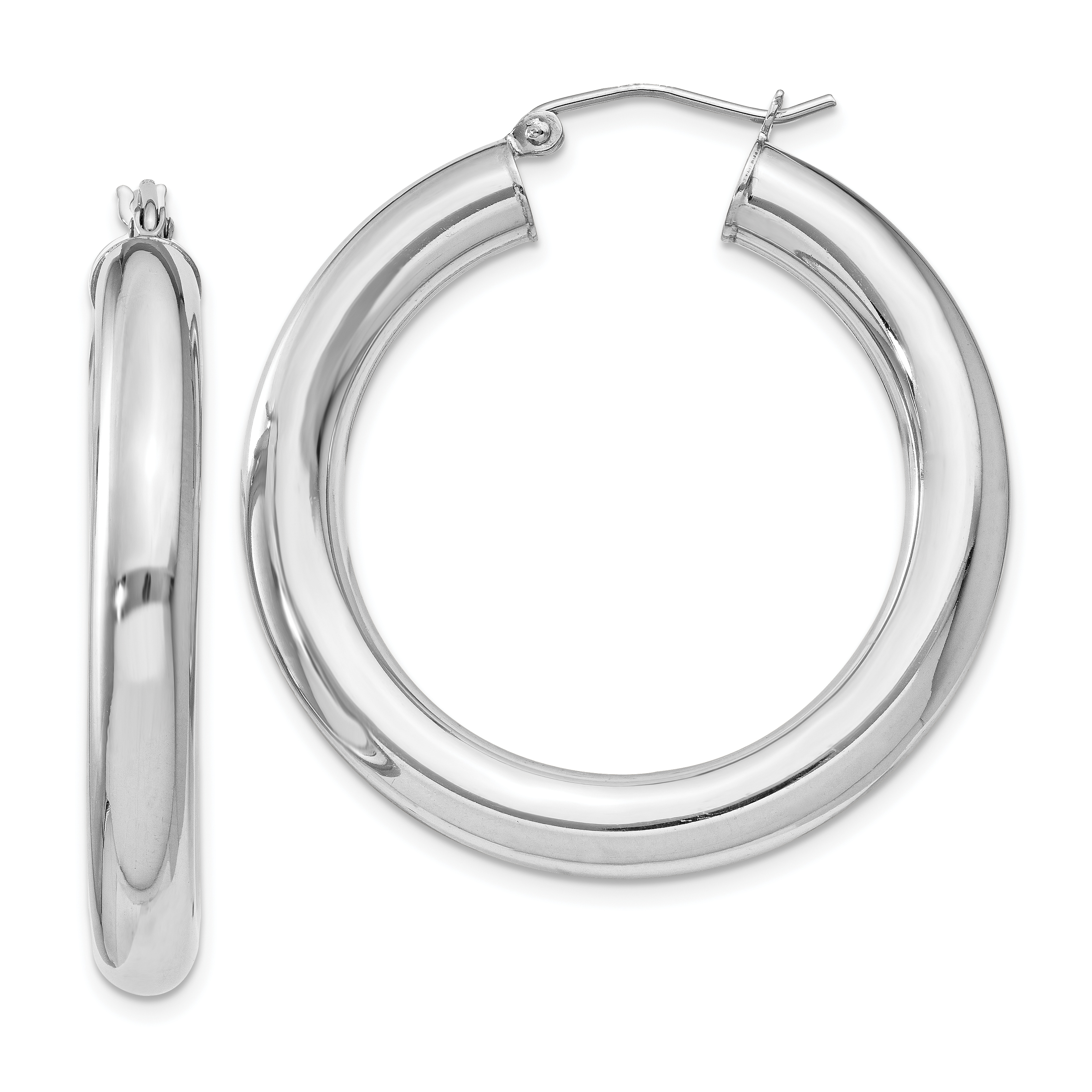 Sterling Silver Rhodium-plated 5mm Round Hoop Earrings (QE820)