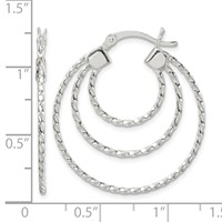 Sterling Silver Textured Triple Hoop Earrings view 4