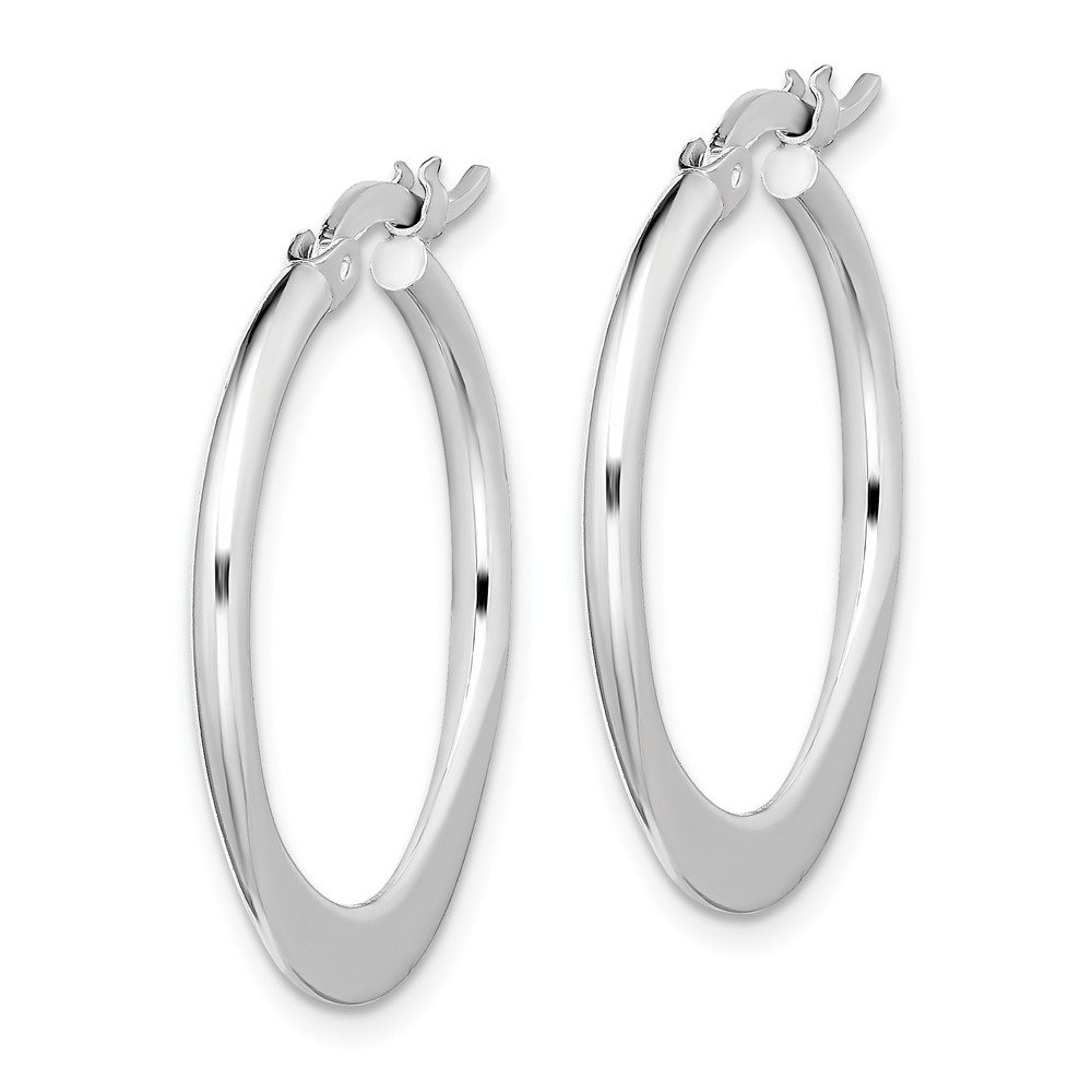 Sterling Silver Rhodium-plated Polished Tapered Round Hoop Earrings (QE8201)