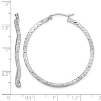 Sterling Silver Rhodium-plated Wavy D C 1.75mm Round Hoop Earrings view 4