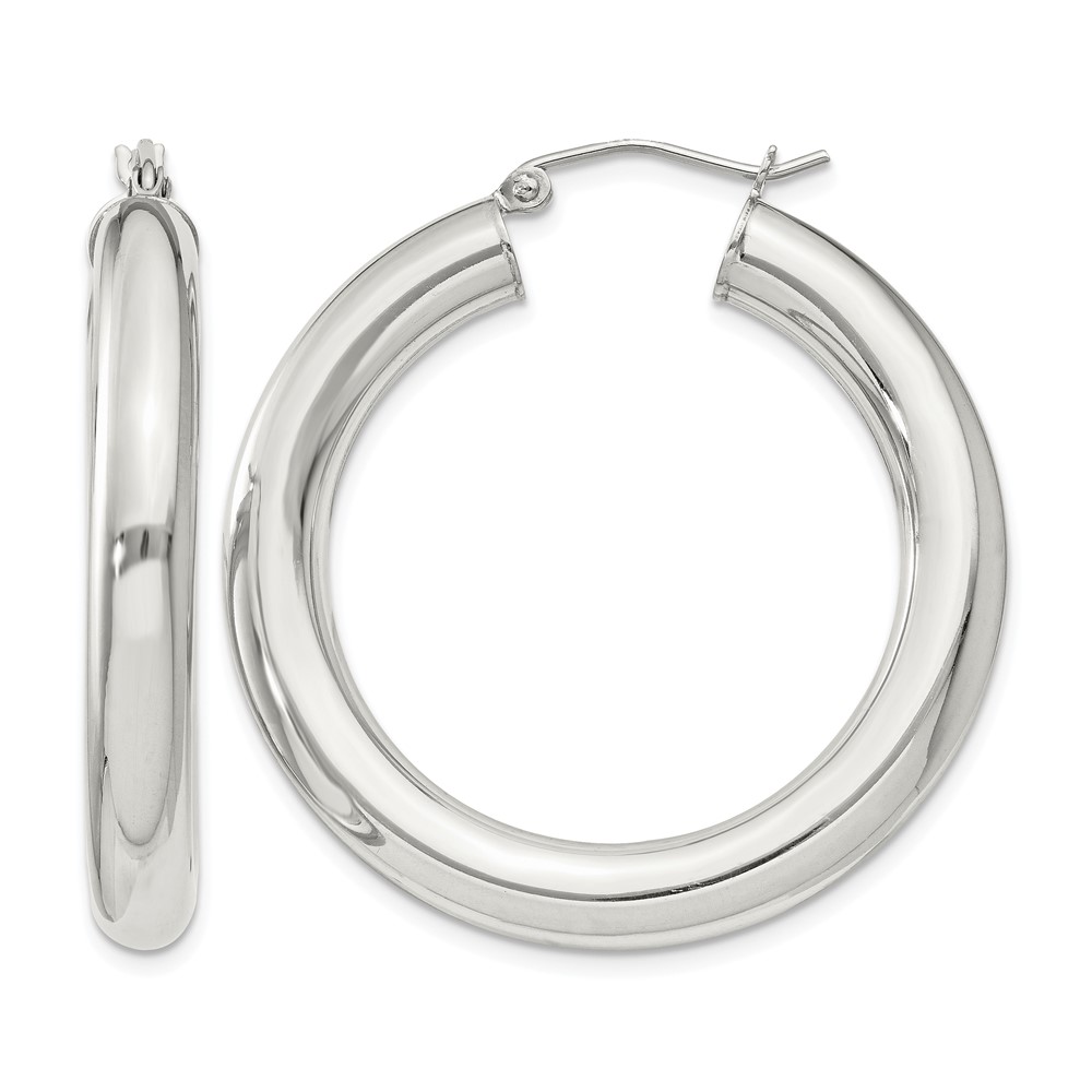 Sterling Silver 5mm Round Hoop Earrings (QE820SP)