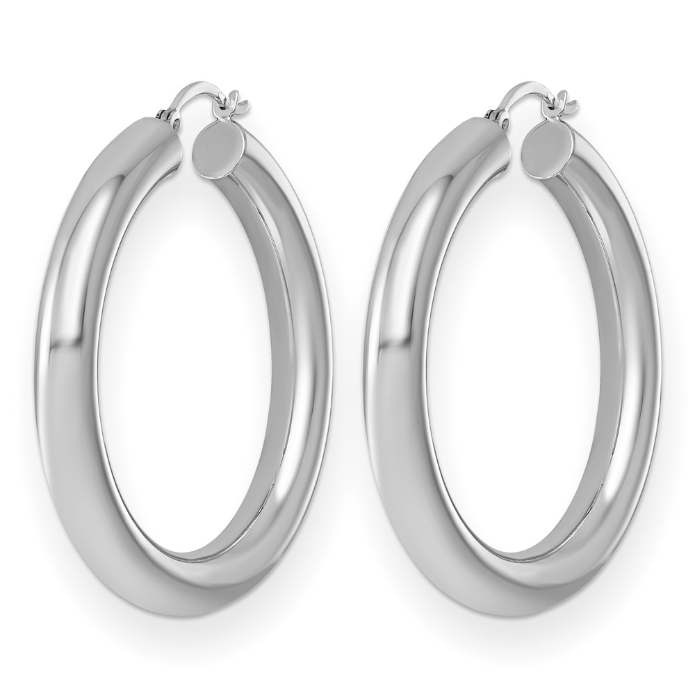 Sterling Silver Rhodium-plated 5mm Round Hoop Earrings (QE821)
