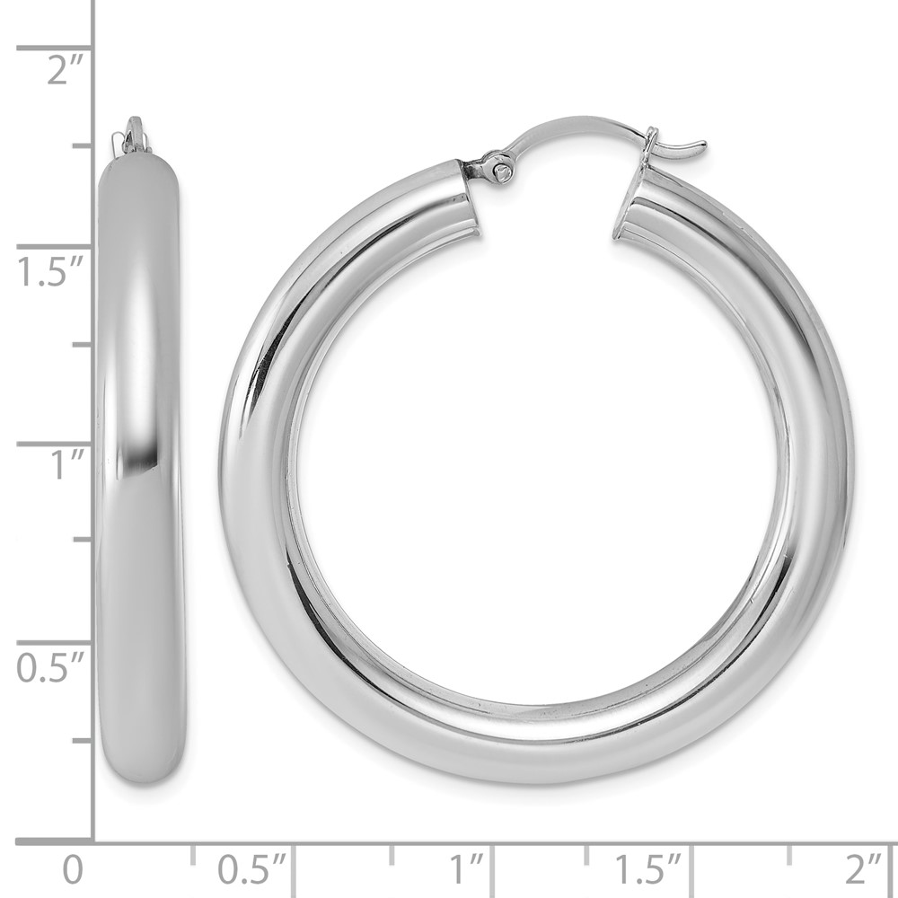 Sterling Silver Rhodium-plated 5mm Round Hoop Earrings (QE821)