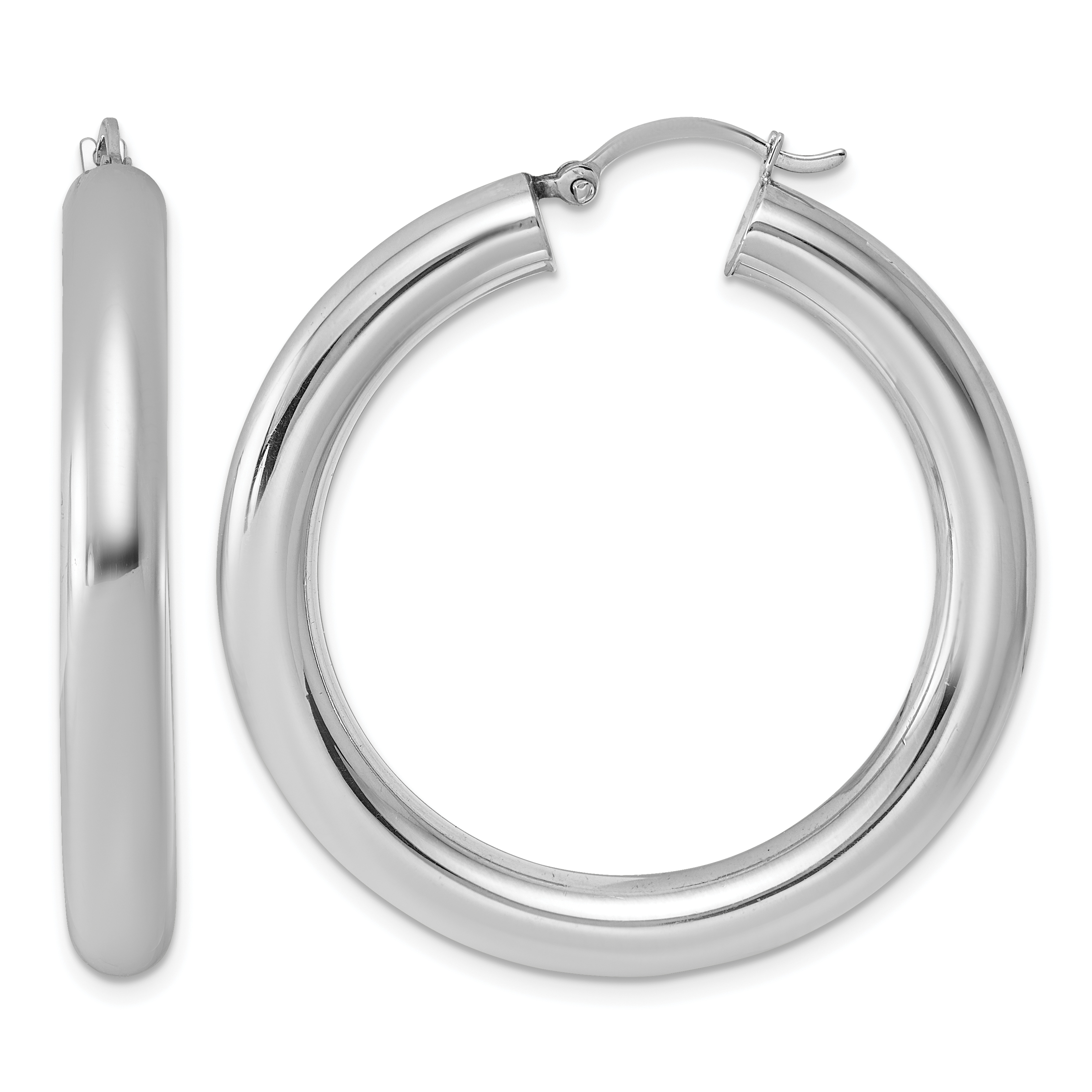 Sterling Silver Rhodium-plated 5mm Round Hoop Earrings (QE821)