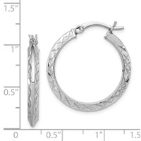 Sterling Silver RH-plated D C Knife Edge 3mm Round Hoop Earrings view 4