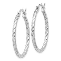 Sterling Silver Rhodium Plated 2x 30mm Twisted Hoop Earrings view 2