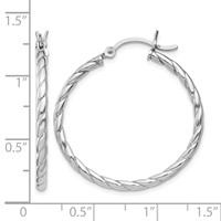 Sterling Silver Rhodium Plated 2x 30mm Twisted Hoop Earrings view 4