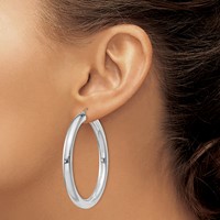 Sterling Silver Rhodium-plated 5mm Round Hoop Earrings view 3