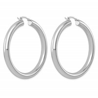 Sterling Silver Rhodium-plated 5mm Round Hoop Earrings view 4