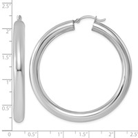 Sterling Silver Rhodium-plated 5mm Round Hoop Earrings view 5