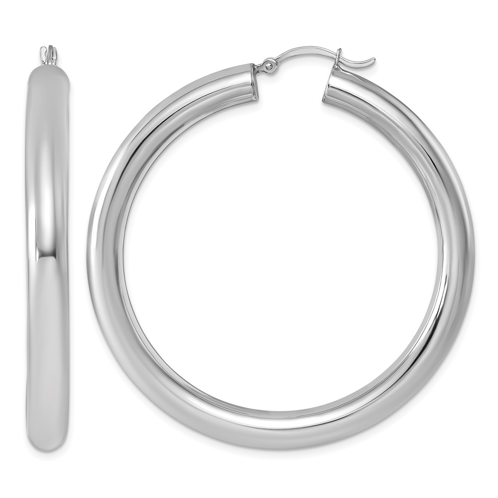 Sterling Silver Rhodium-plated 5mm Round Hoop Earrings (QE822)