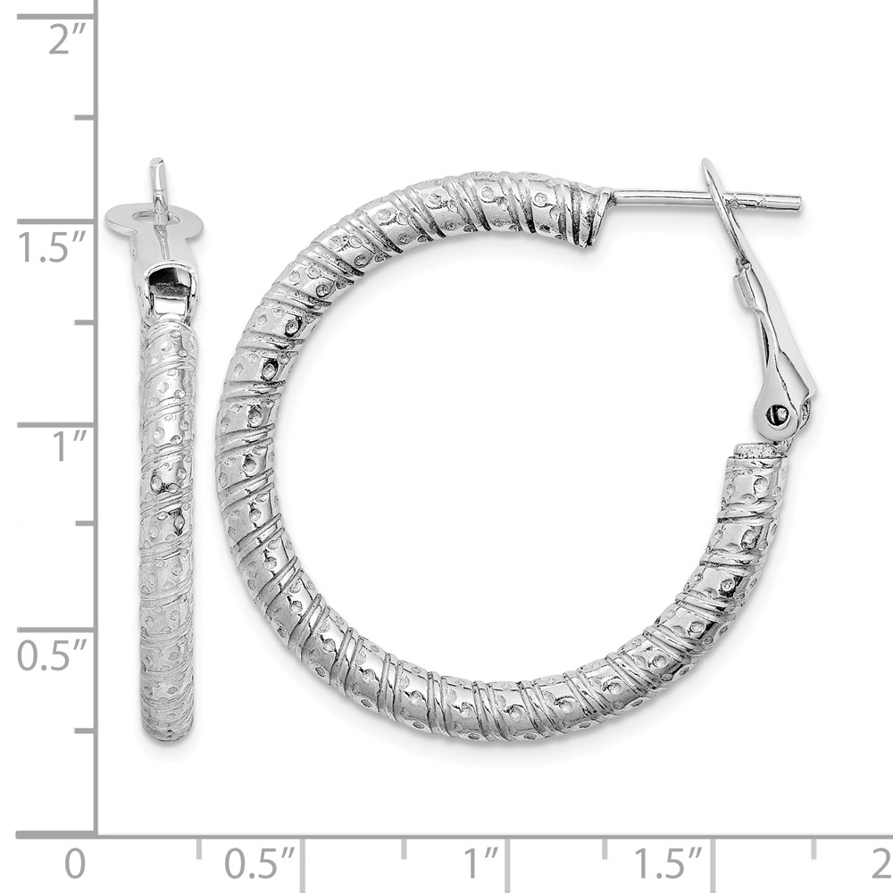 Sterling Silver Rhod-plated 3.25x30mm Omega Back Hoop Earrings (QE8224)