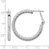 Sterling Silver Rhod-plated 3.25x 30mm Omega Back Hoop Earrings view 4