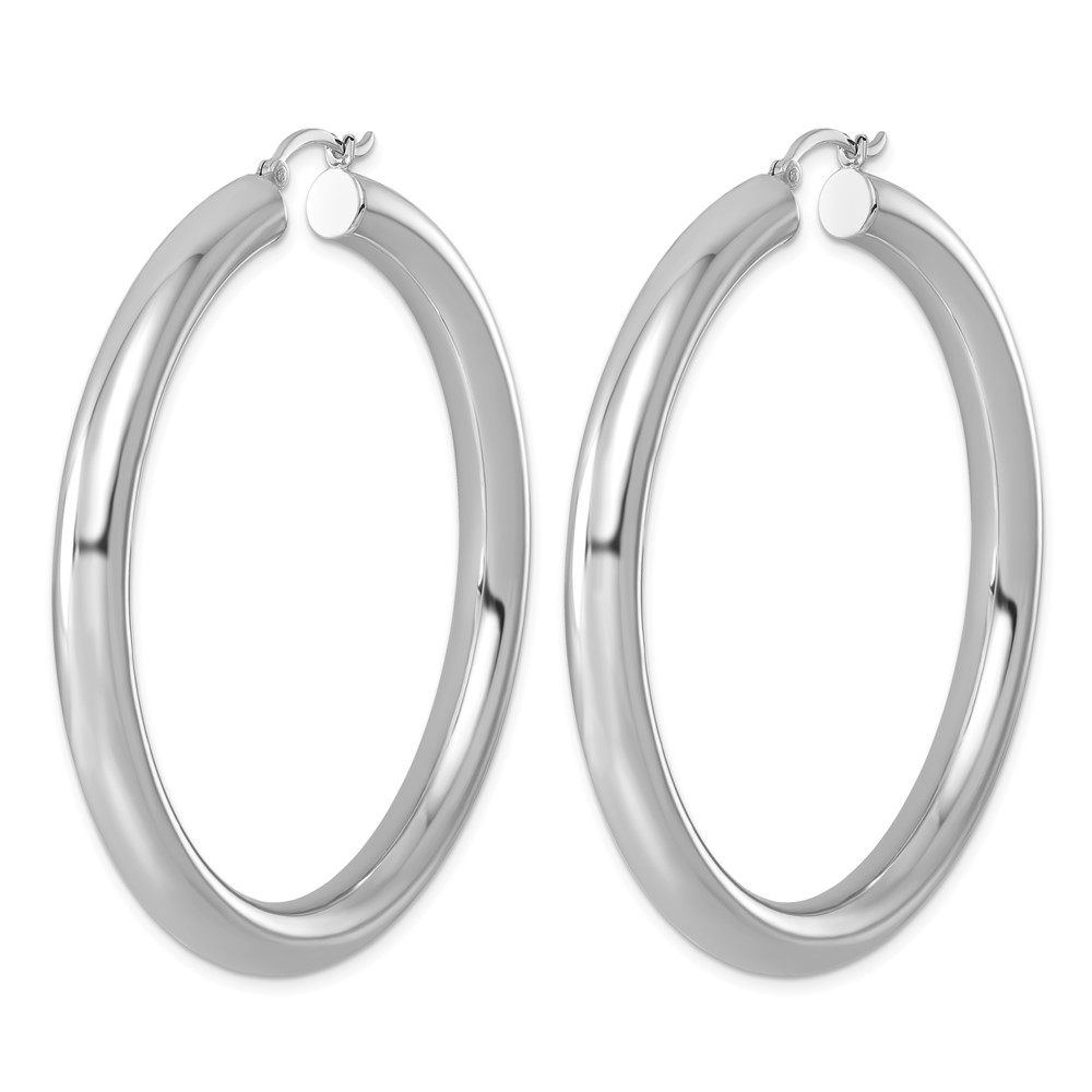 Sterling Silver Rhodium-plated 5mm Round Hoop Earrings (QE823)