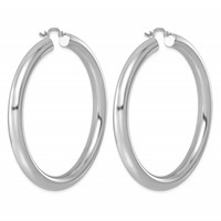 Sterling Silver Rhodium-plated 5mm Round Hoop Earrings view 4