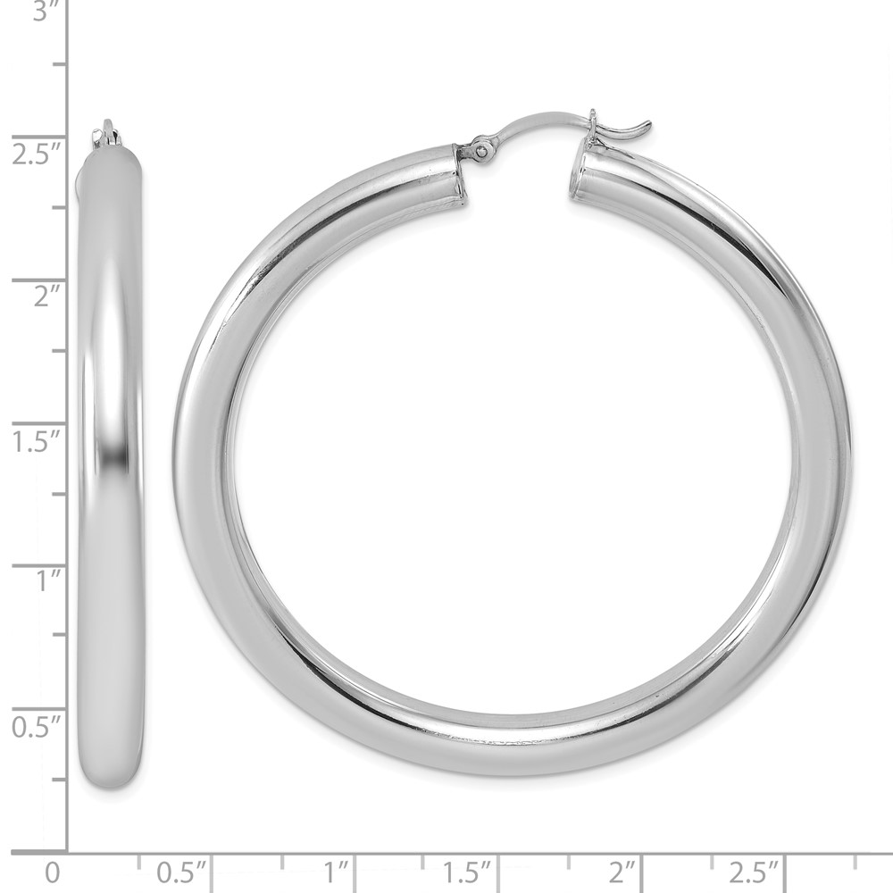 Sterling Silver Rhodium-plated 5mm Round Hoop Earrings (QE823)