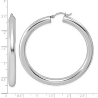 Sterling Silver Rhodium-plated 5mm Round Hoop Earrings view 5