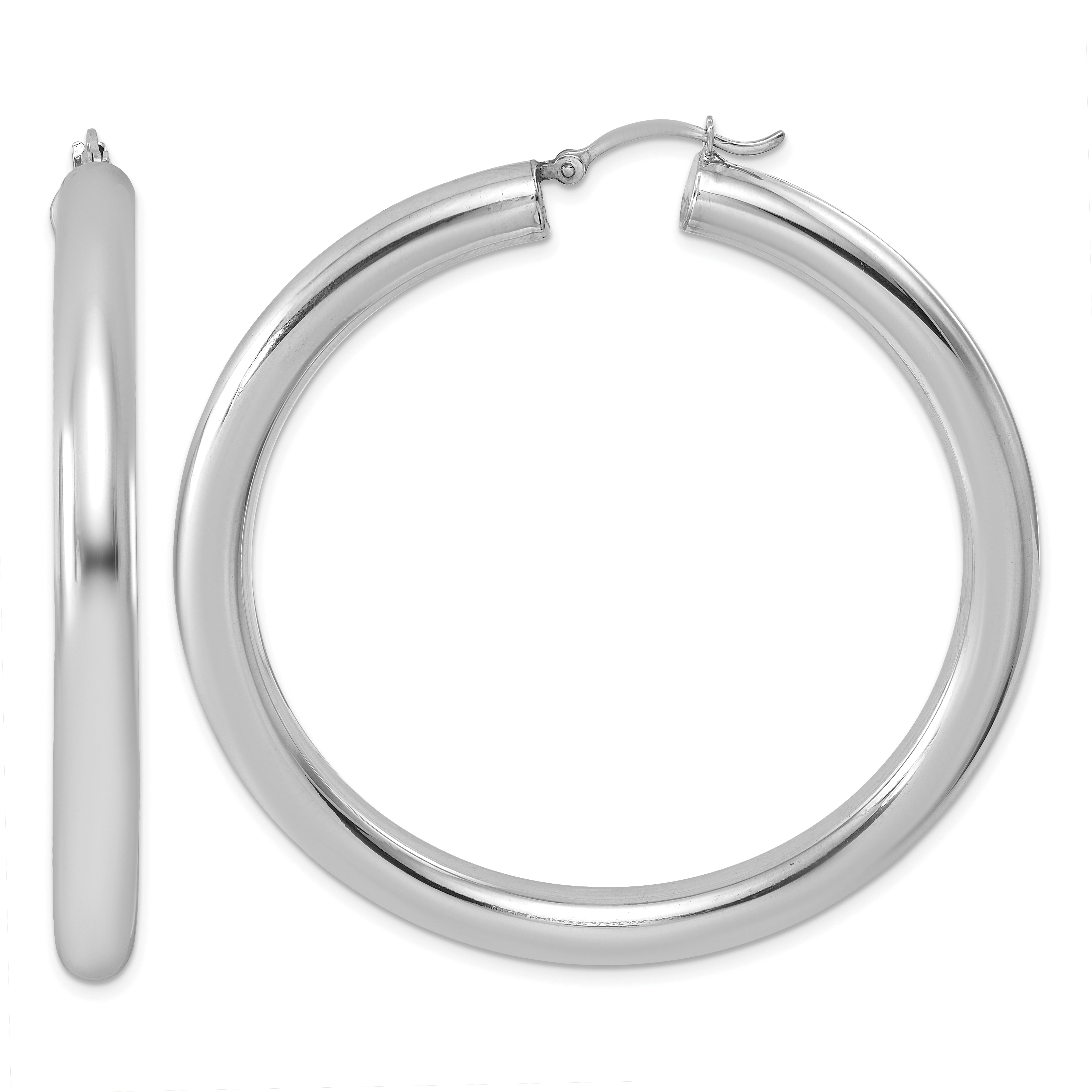 Sterling Silver Rhodium-plated 5mm Round Hoop Earrings (QE823)