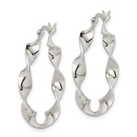 Sterling Silver Twisted 4x 30mm Hoop Earrings view 2