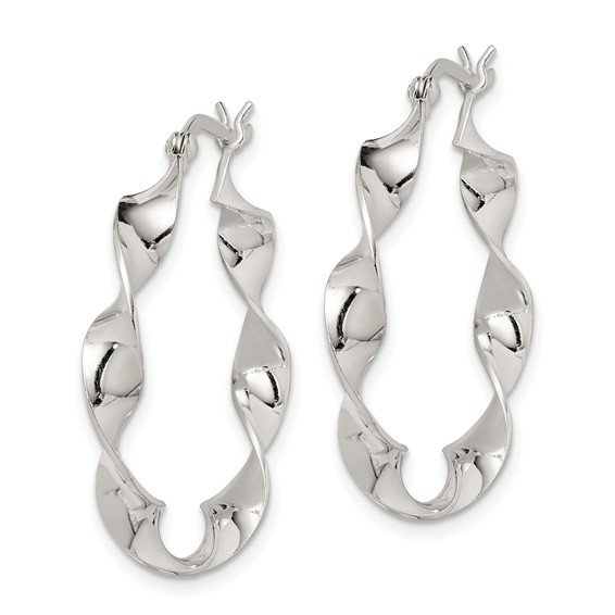 Sterling Silver 4mm Twisted Hoop Earrings