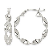 Sterling Silver Twisted 4x 30mm Hoop Earrings view 1