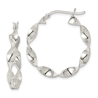 Sterling Silver 4mm Twisted Hoop Earrings