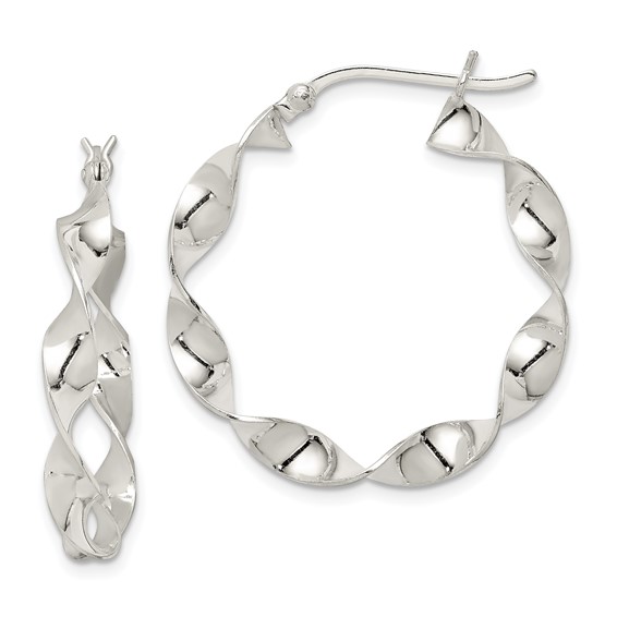 Sterling Silver 4mm Twisted Hoop Earrings