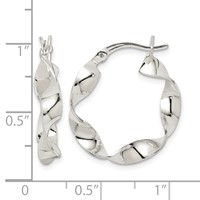 Sterling Silver Twisted 4x22mm Hoop Earrings view 4