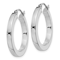 Sterling Silver Rhodium-plated 3x 25mm Square Tube Hoop Earrings view 2