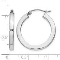 Sterling Silver Rhodium-plated 3x 25mm Square Tube Hoop Earrings view 4