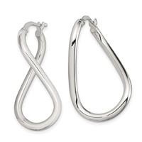 Sterling Silver Rhodium-plated Polished Twisted Oval Hoop Earrings view 2
