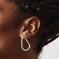 Sterling Silver Rhodium-plated Polished Twisted Oval Hoop Earrings view 3