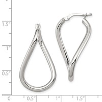 Sterling Silver Rhodium-plated Polished Twisted Oval Hoop Earrings view 4
