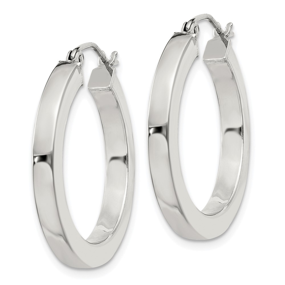 Sterling Silver 3x25mm Square Tube Hoop Earrings (QE824SP)
