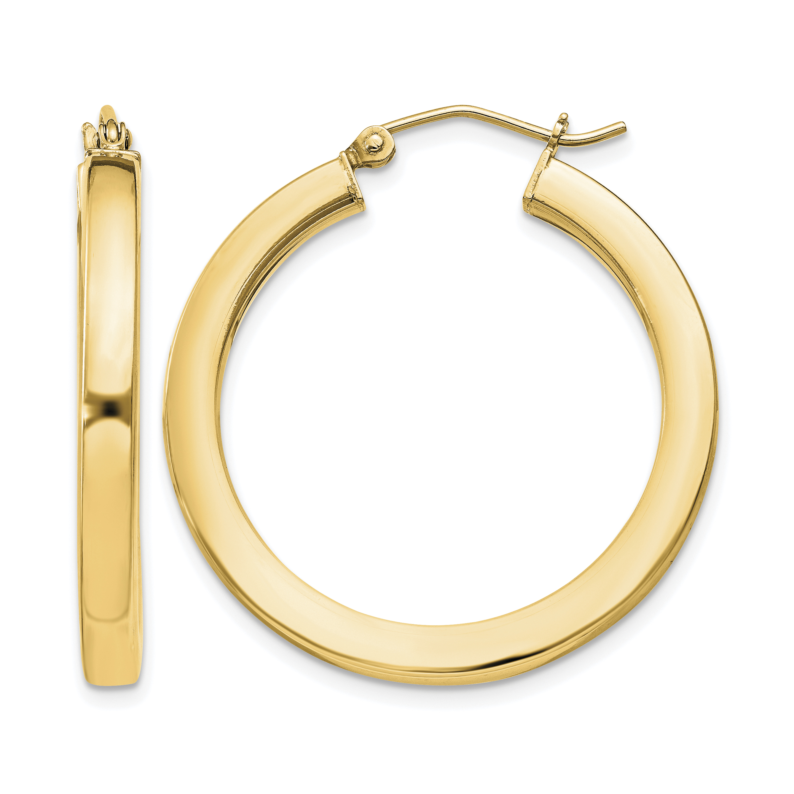 Sterling Silver Flash Gold-plated 3x30mm Square Tube Hoop Earrings (QE825GP)