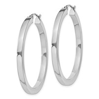 Sterling Silver Rhodium-plated 3x 40mm Square Tube Hoop Earrings view 2