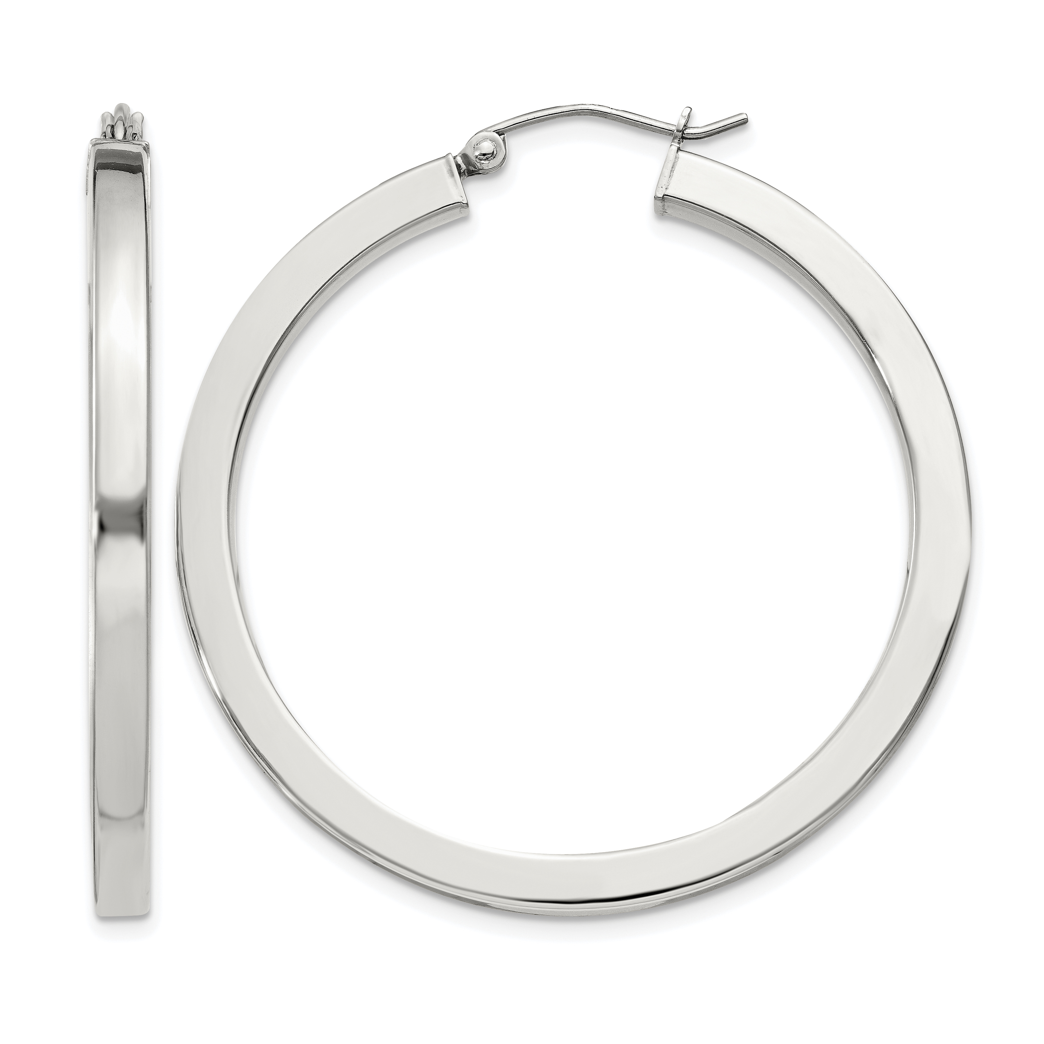 Sterling Silver 3x40mm Square Tube Hoop Earrings (QE826SP)