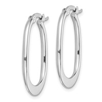 Sterling Silver Rhodium-plated Polished Squared Oval Hoop Earrings view 2