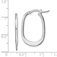 Sterling Silver Rhodium-plated Polished Squared Oval Hoop Earrings view 4