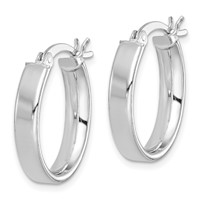Sterling Silver Rhodium-plated Polished 5mm Oval Hoop Earrings view 2