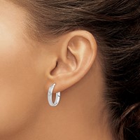 Sterling Silver Rhodium-plated Polished 5mm Oval Hoop Earrings view 3