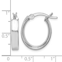 Sterling Silver Rhodium-plated Polished 5mm Oval Hoop Earrings view 4