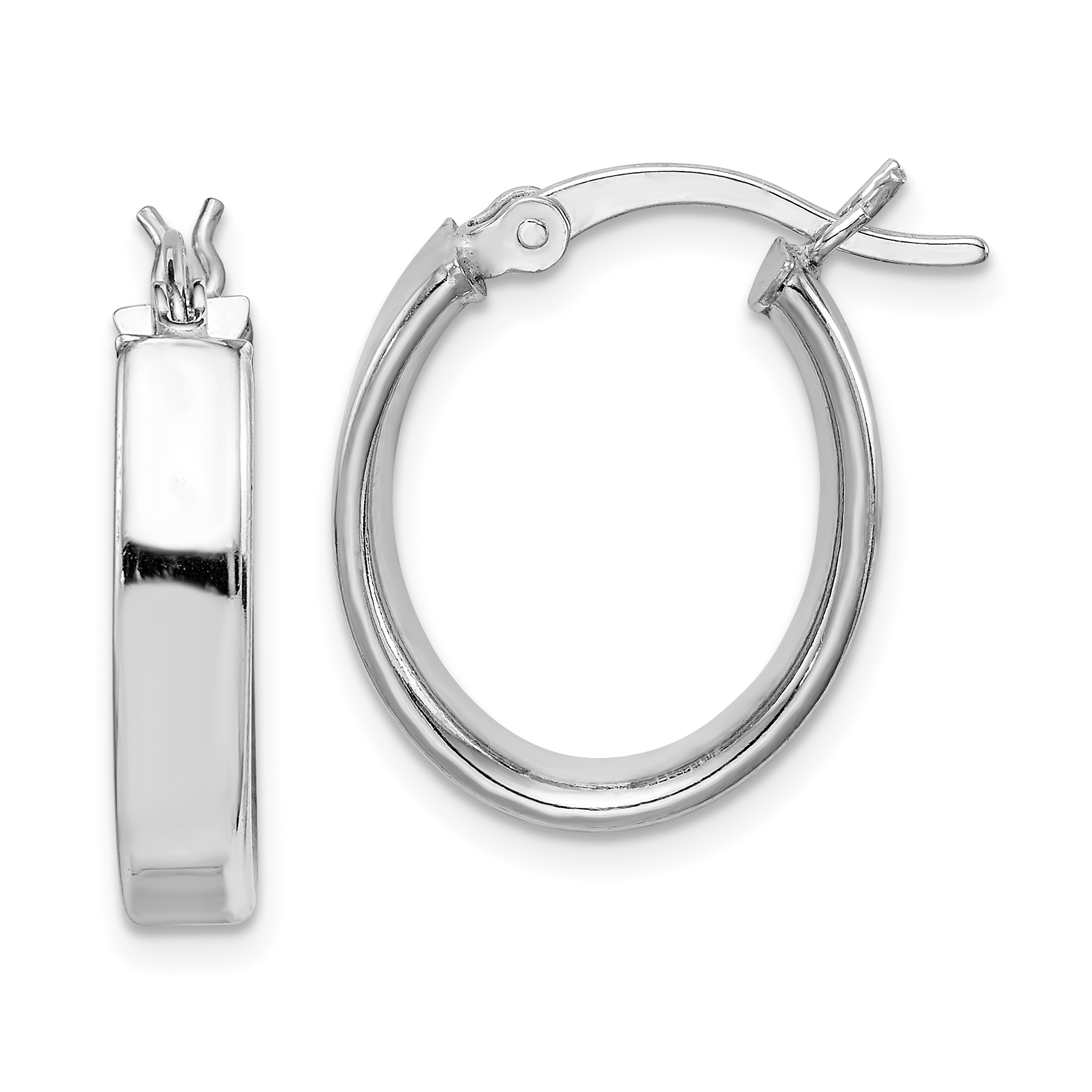 Sterling Silver Rhodium-plated Polished 5mm Oval Hoop Earrings (QE8276)