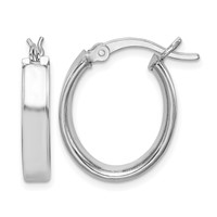 Sterling Silver Rhodium-plated Polished 5mm Oval Hoop Earrings view 1