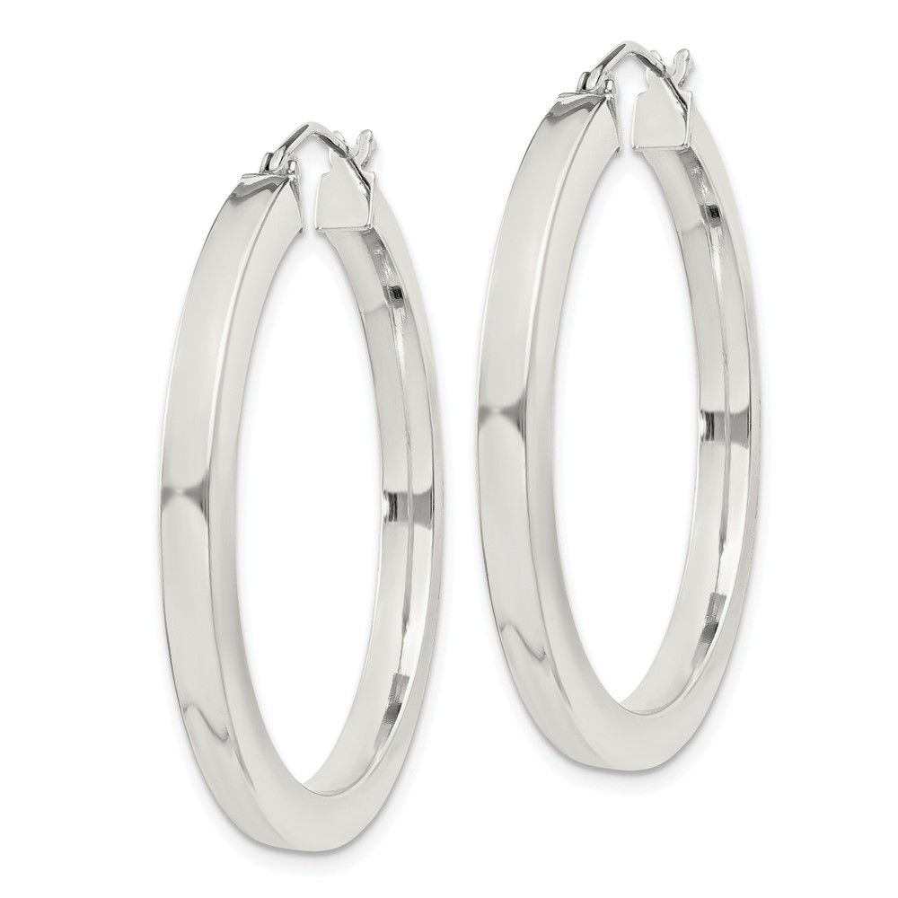 Sterling Silver 3x35mm Square Tube Hoop Earrings (QE827SP)