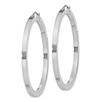 Sterling Silver Rhodium-plated 3x 50mm Square Tube Hoop Earrings view 2